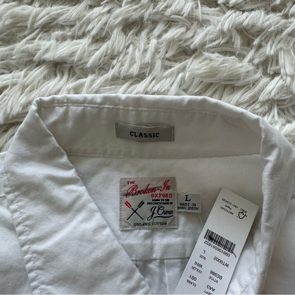 Jcrew Men's Short Sleeve Broken In Organic Cotton Oxford Shirt White Size L - Picture 5 of 11